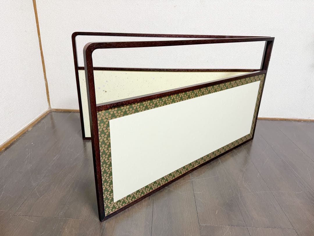 未使用 茶道具 溜塗 利休梅 風炉先屏風 裏チラシ 両面使い 上透かし 元箱