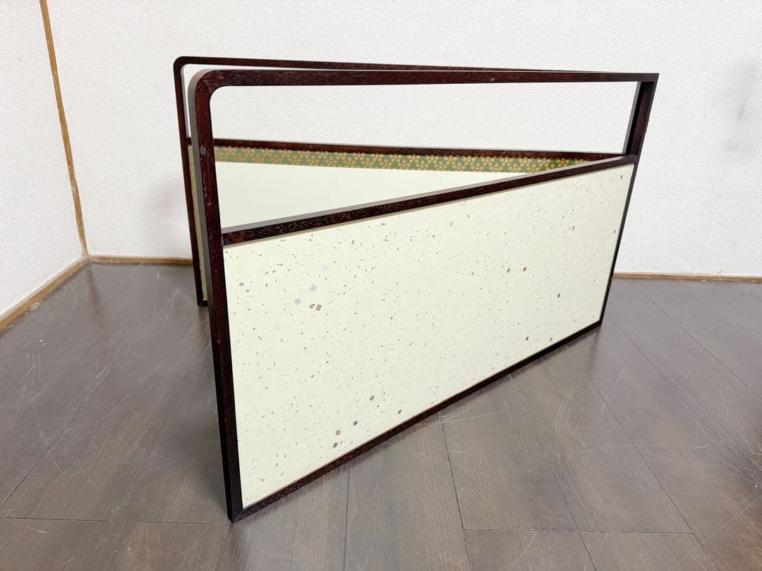 未使用 茶道具 溜塗 利休梅 風炉先屏風 裏チラシ 両面使い 上透かし 元箱