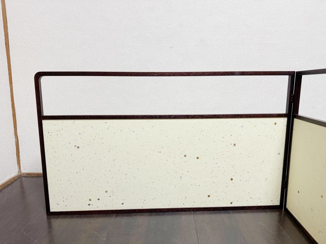 未使用 茶道具 溜塗 利休梅 風炉先屏風 裏チラシ 両面使い 上透かし 元箱