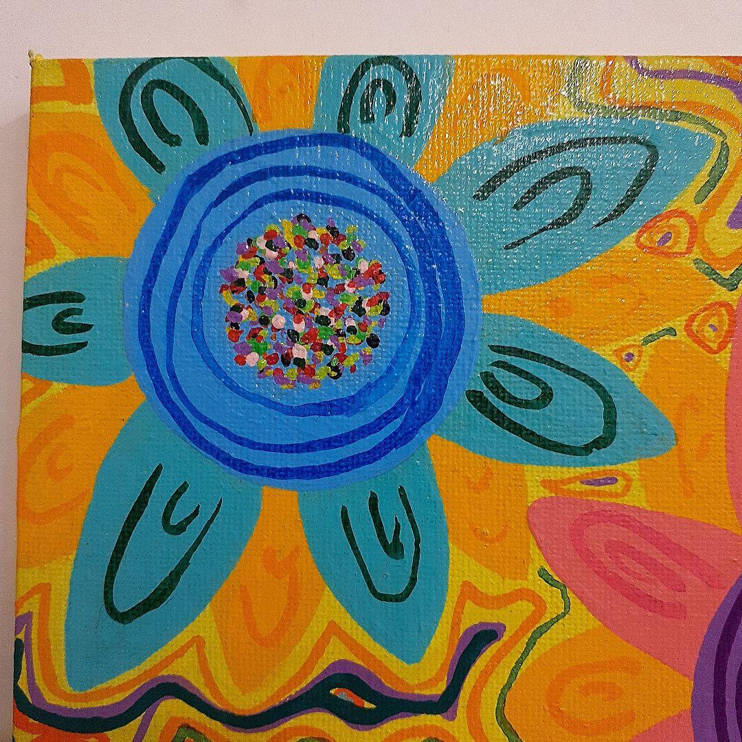 アキコひまわり　フンダッド・バッサー風　画家　小楠アキコ作品　F4号　額付き