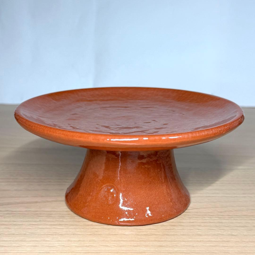 楽焼 川崎和楽 供茶 茶碗 盛物台付 赤楽 楽茶碗 茶道具 利休忌 共箱 栞