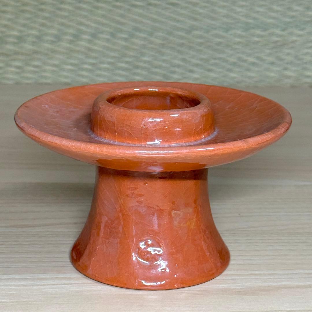 楽焼 川崎和楽 供茶 茶碗 盛物台付 赤楽 楽茶碗 茶道具 利休忌 共箱 栞