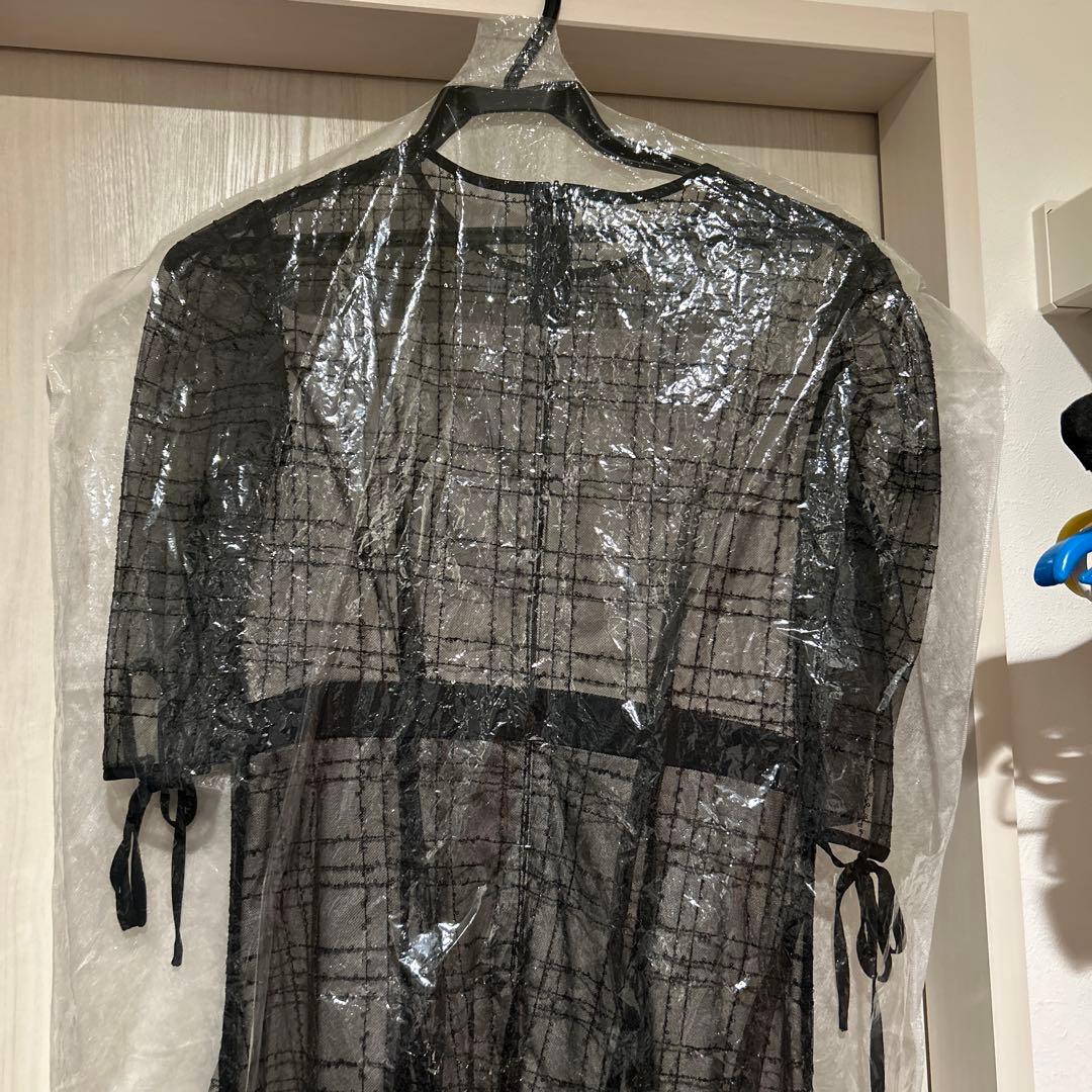 leja チェックスパンコールリボンワンピースドレス結婚式 パーティー 二次会