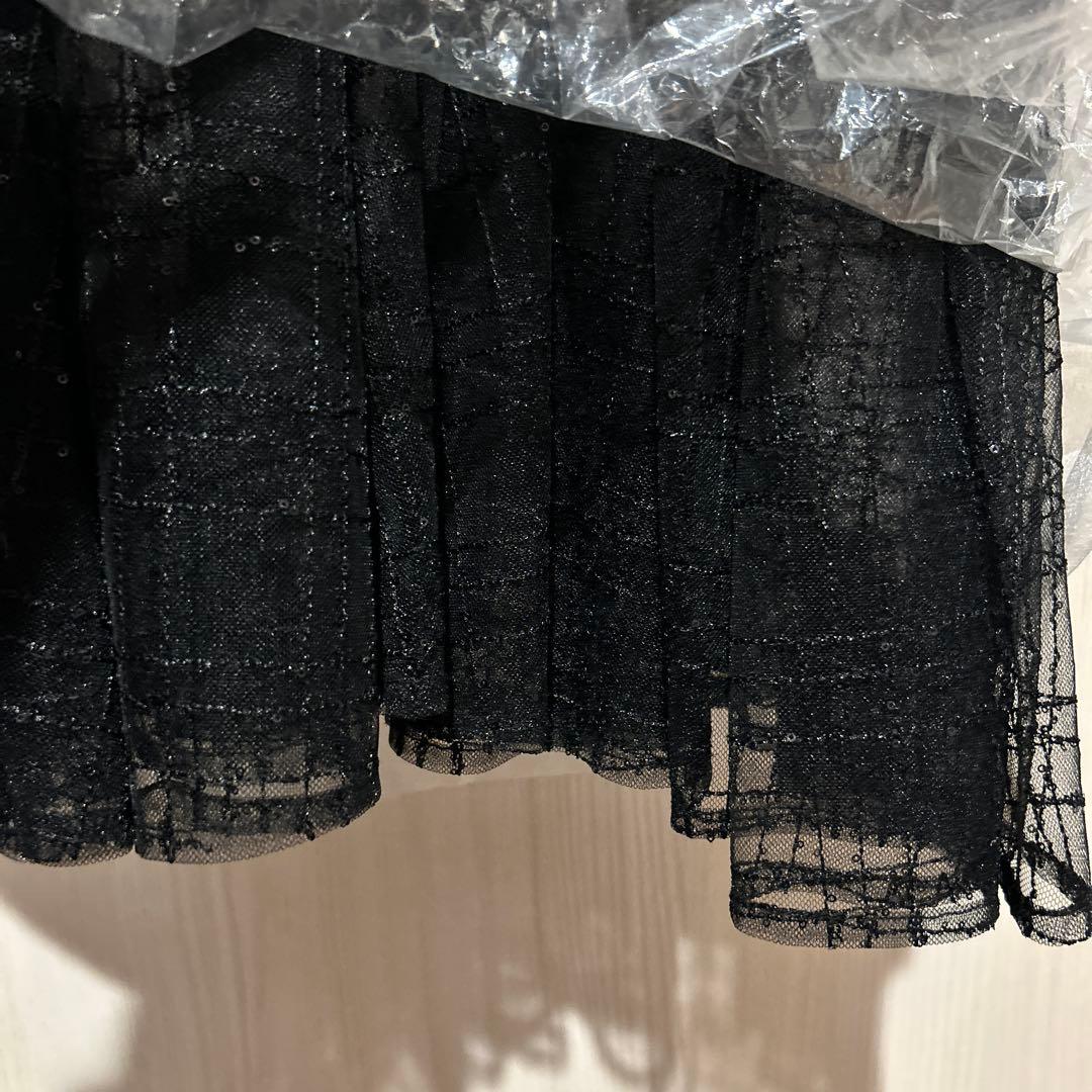 leja チェックスパンコールリボンワンピースドレス結婚式 パーティー 二次会