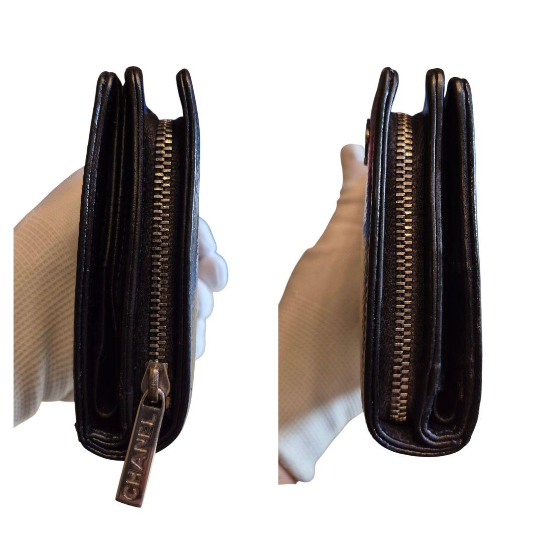 CHANEL　シャネル　ココマーク　二つ折り財布　ブラック