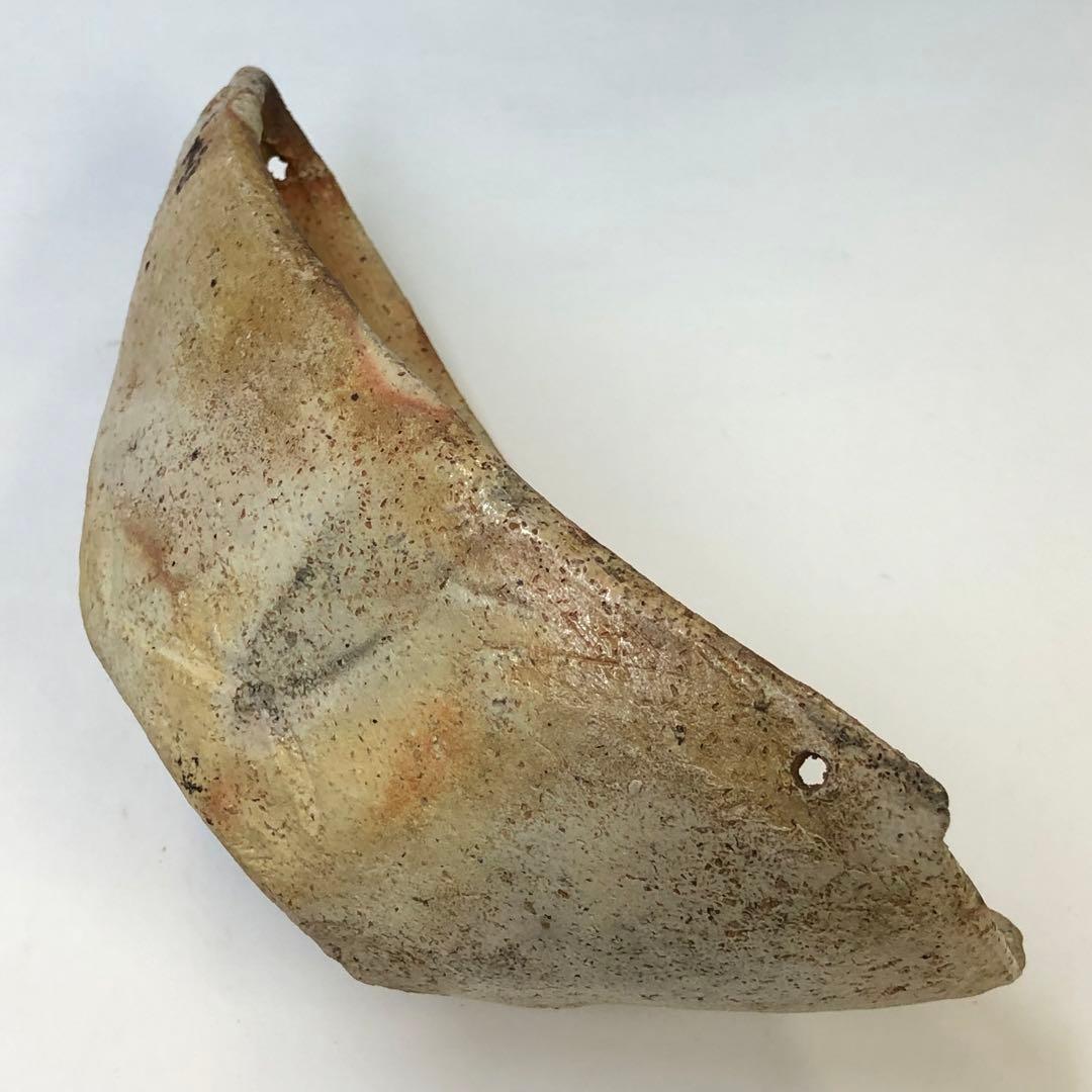 清水六兵衛造　舟形花生　茶道具　花器　素焼き　骨董品　時代物　焼き物