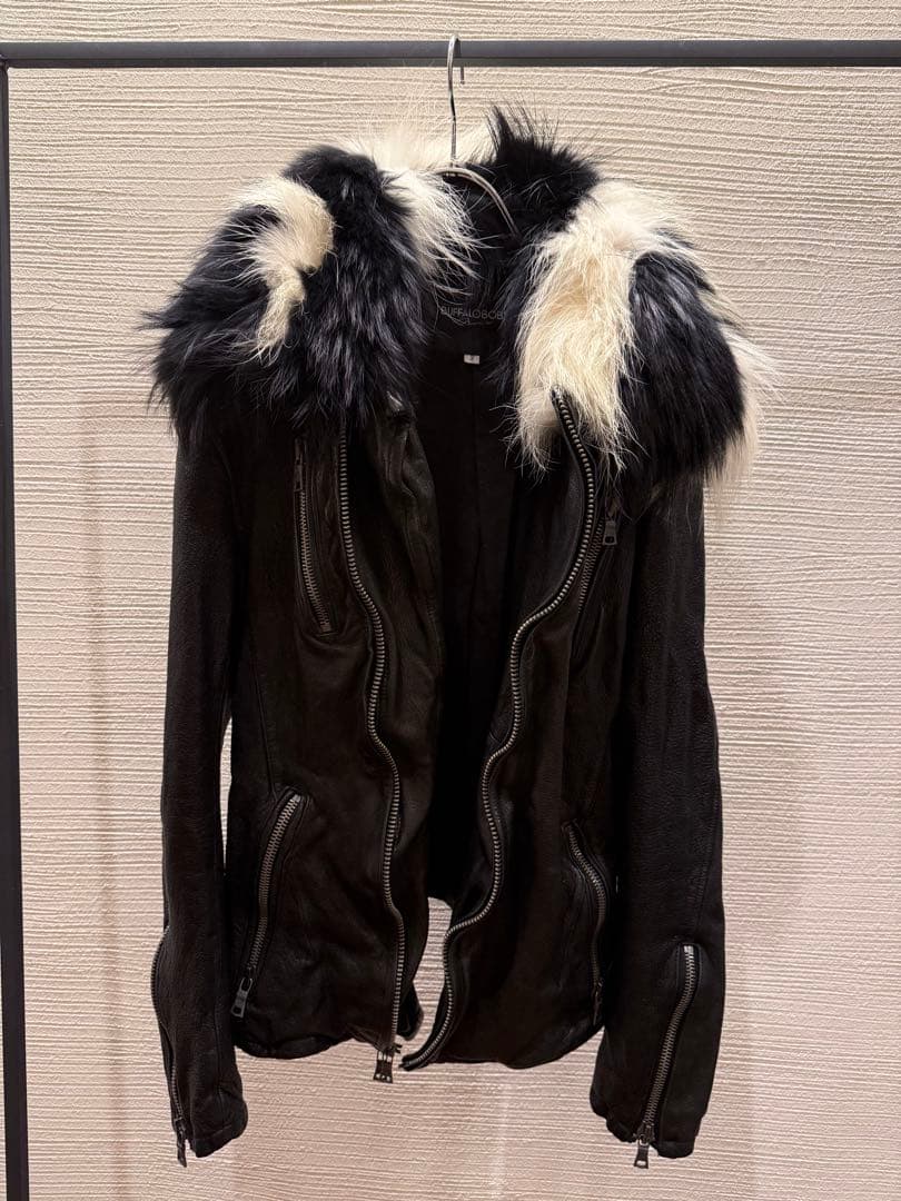 ジャケット・アウター 00s buffalo bobs leather fur jacket y2k