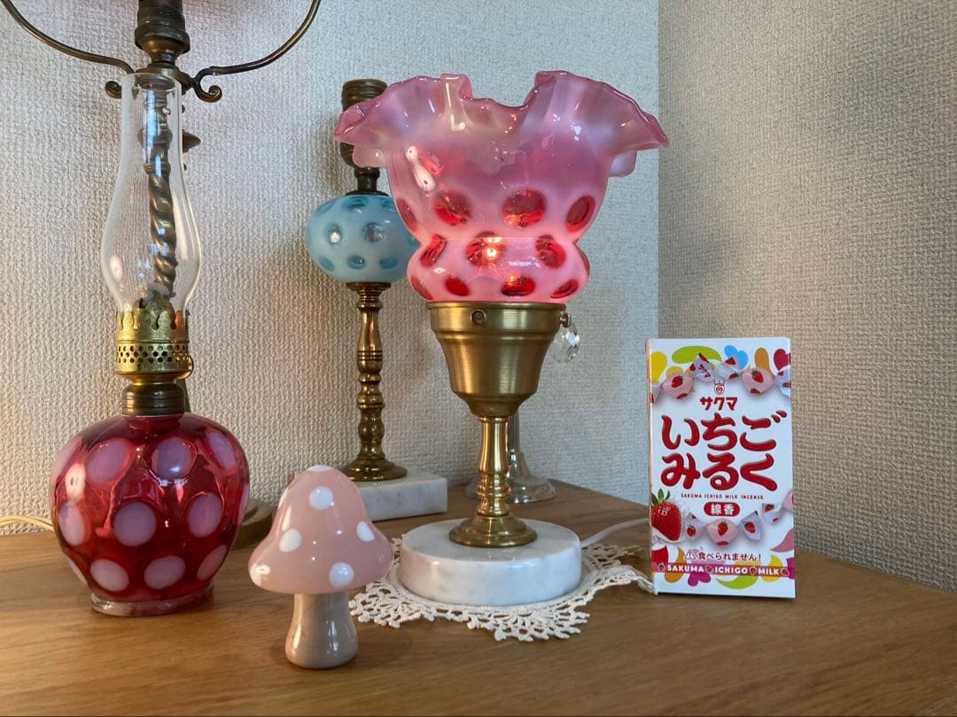 （専用です）　フェントン　ランプシェード　クランベリー　ドット