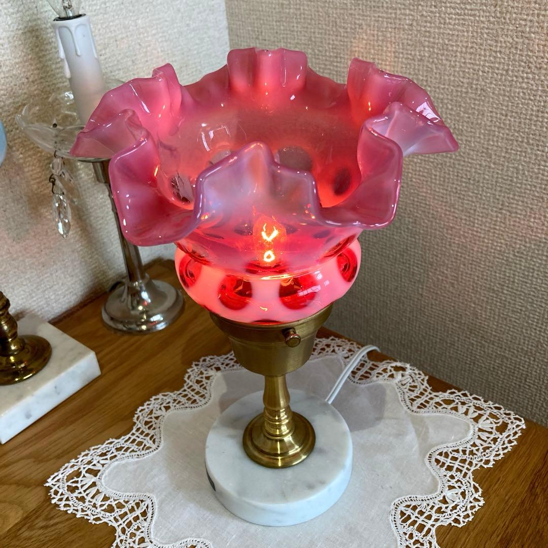 （専用です）　フェントン　ランプシェード　クランベリー　ドット