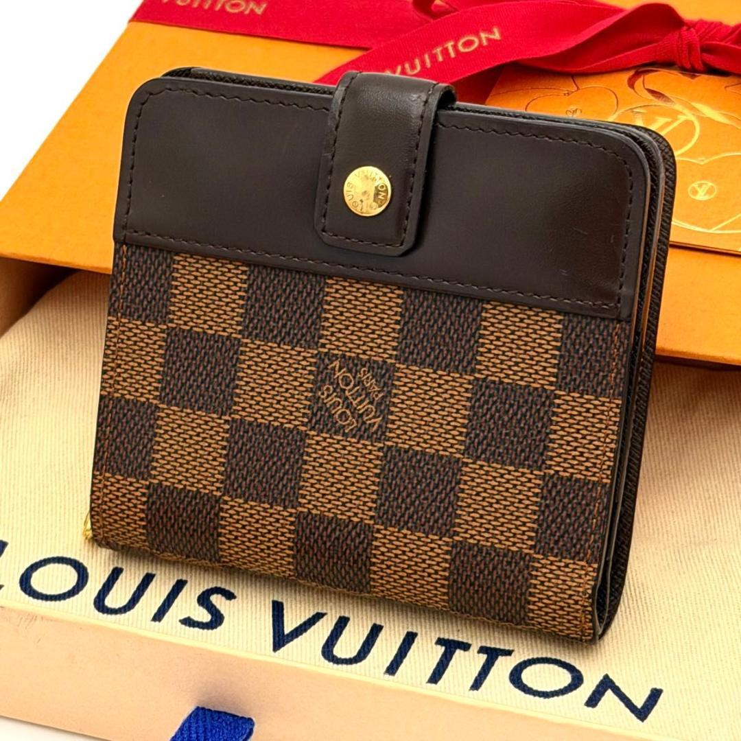 【極美品】ヴィトン ダミエ エベヌ コンパクトジップ 二つ折り財布 N61668