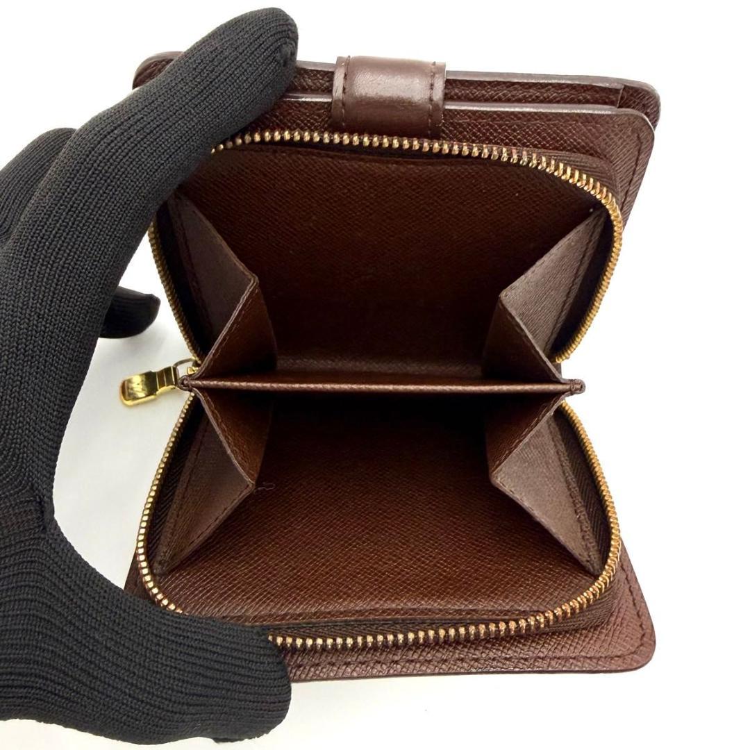 【極美品】ヴィトン ダミエ エベヌ コンパクトジップ 二つ折り財布 N61668