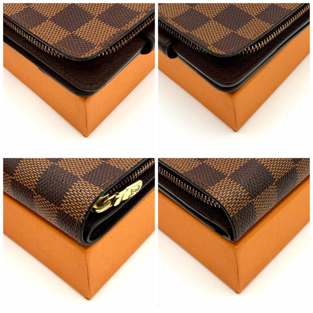 【極美品】ヴィトン ダミエ エベヌ コンパクトジップ 二つ折り財布 N61668
