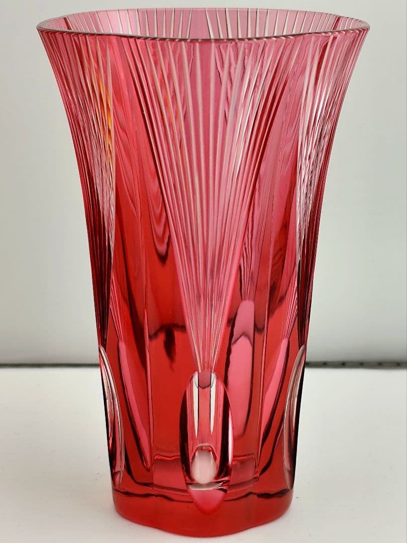 希少品★江戸切子 黒川昭男 金赤被 グラス（切子、江戸切子、薩摩切子）