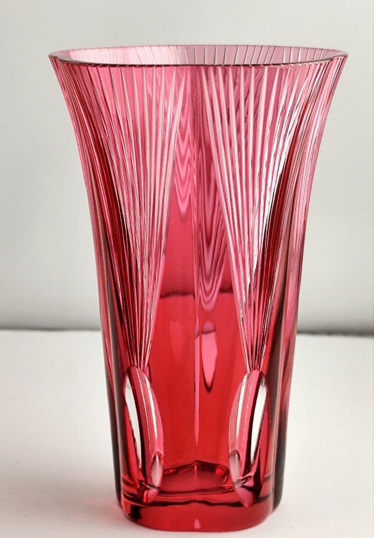 希少品★江戸切子 黒川昭男 金赤被 グラス（切子、江戸切子、薩摩切子）