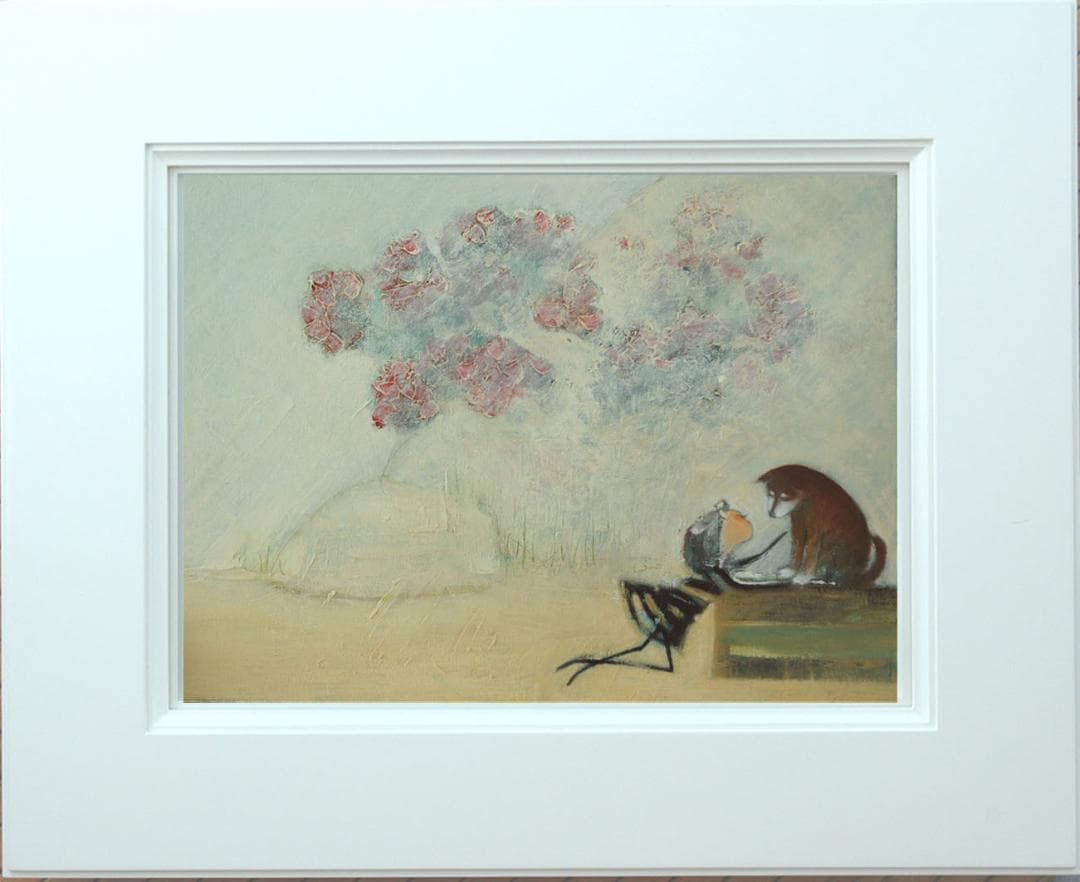 油絵 菅家令子 絵 絵画 インテリア uF6-071619 可愛い子犬と女の子