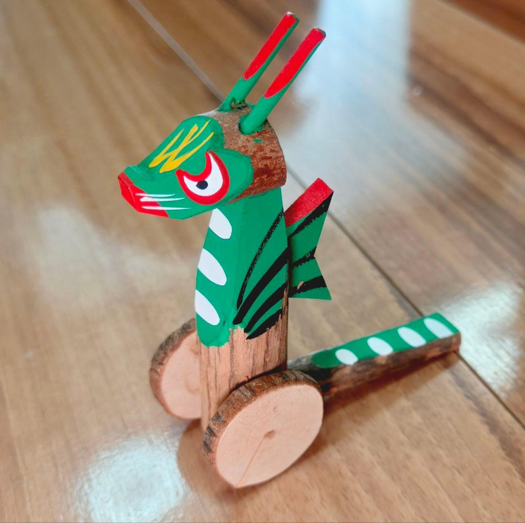 杵島山一刀彫　大八車　竜