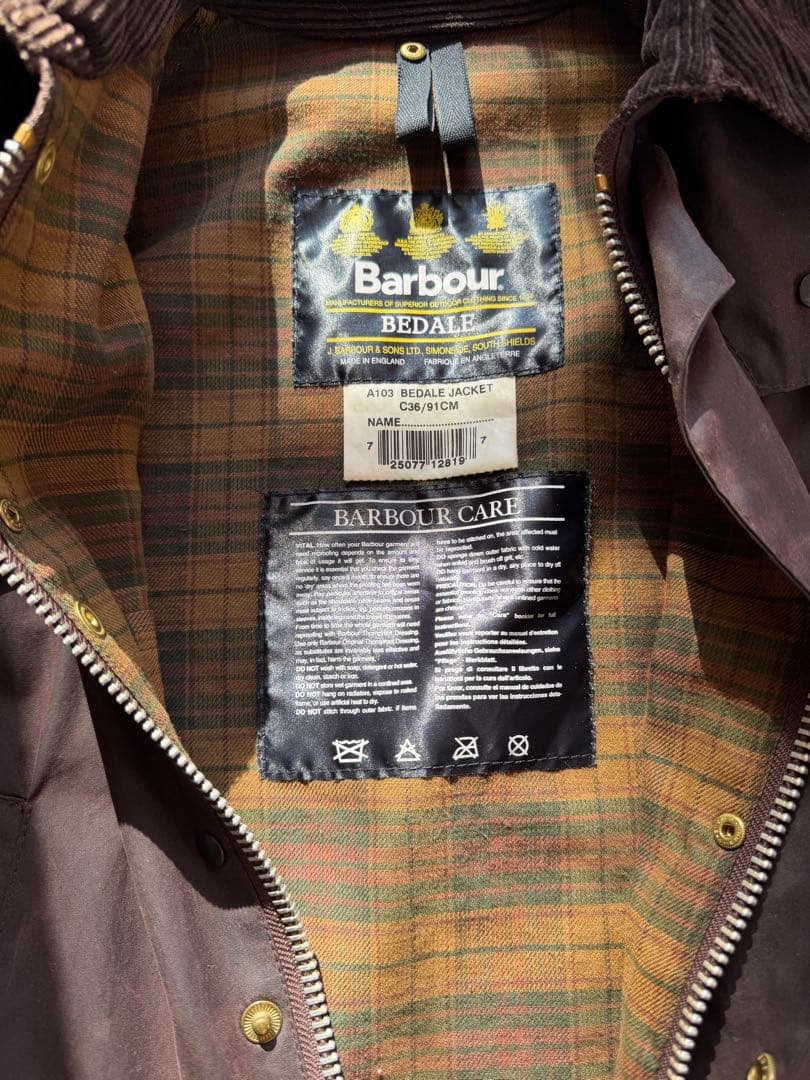 ヴィンテージ Barbour バブアー BEDALE 英国製 C36 91cm