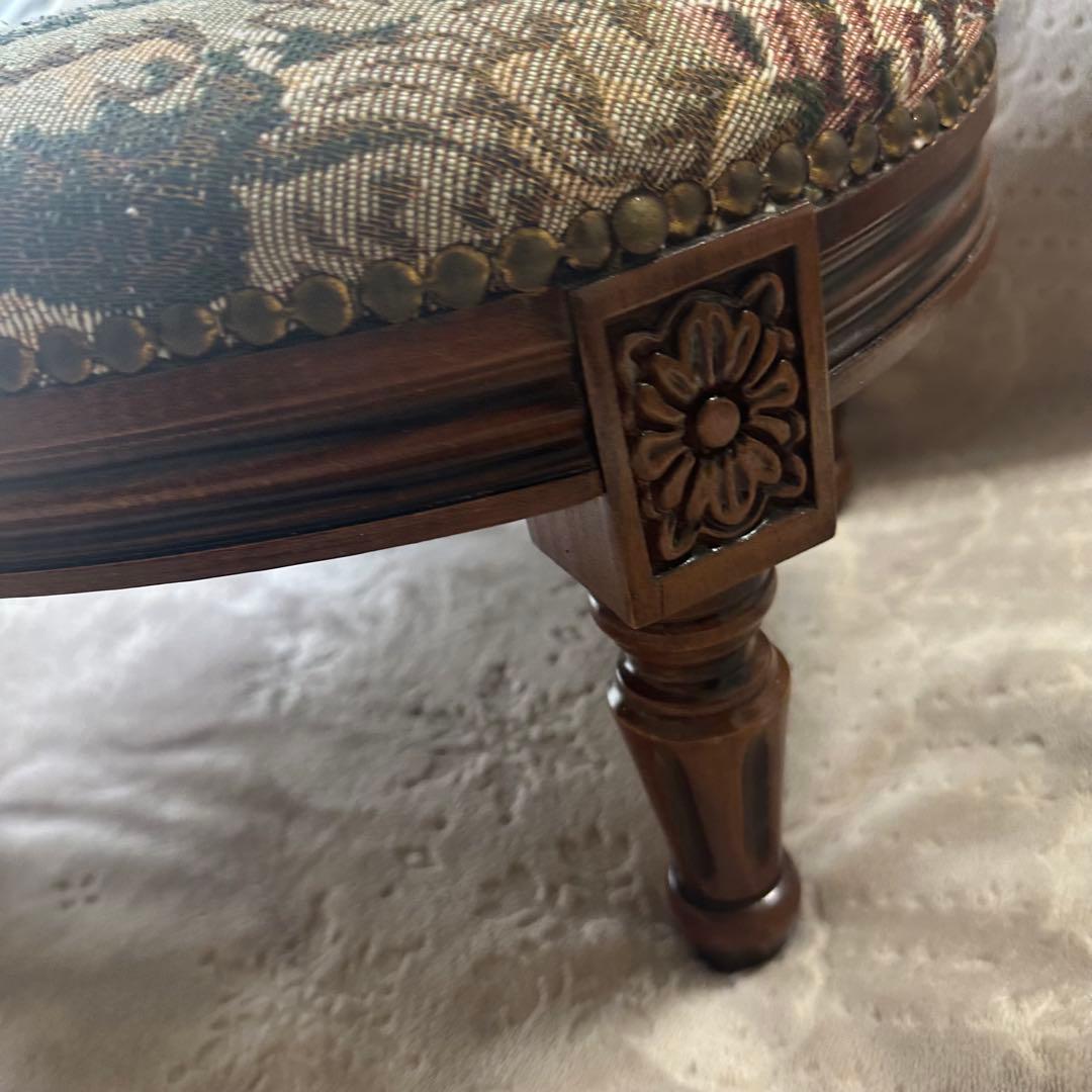 【美品】アンティーク/ゴブラン織り/ベビースツール/ローズ柄/イタリア製