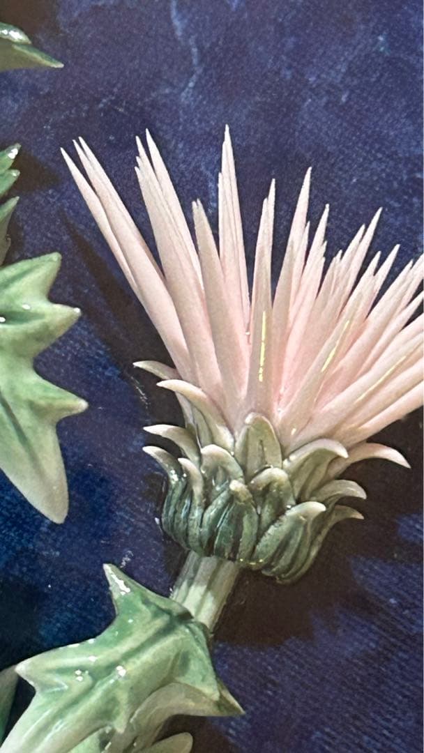 華生窯　アザミ　薊　陶板　高級額装　箱付　未使用保管品　極美品　超細密技巧