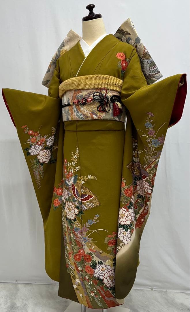 本日限り❣️大特価❣️ 振り袖　フルセット　別誂正絹長襦袢　金彩加工　刺繍　591