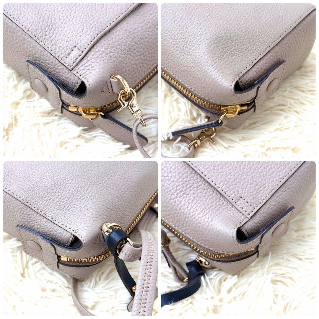 極美品✨ ペレボルサ 2way ショルダーバッグ レネット グレージュ レザー