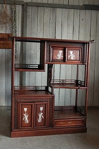 A*A様 唐木　紫檀無垢材　飾り棚　茶棚　茶箪笥　螺鈿　古家具　古民家