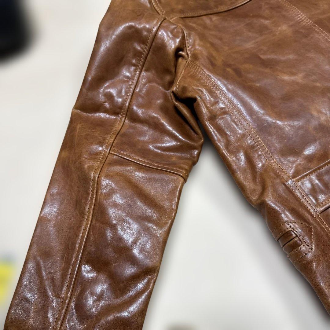 琥珀色 ワックスホースハイド スイッチマン レザージャケット