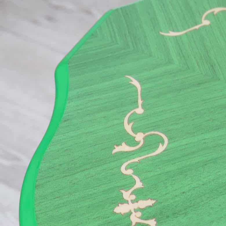 ティーテーブル イタリア グリーン 象嵌 カフェテーブル