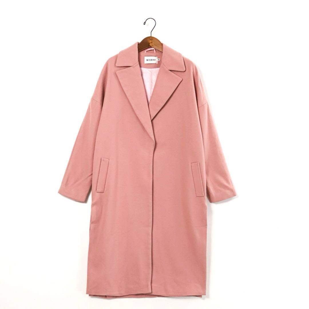 H4625-146◾️ミスビヘイブ　バックプリントチェスターコート　ウール