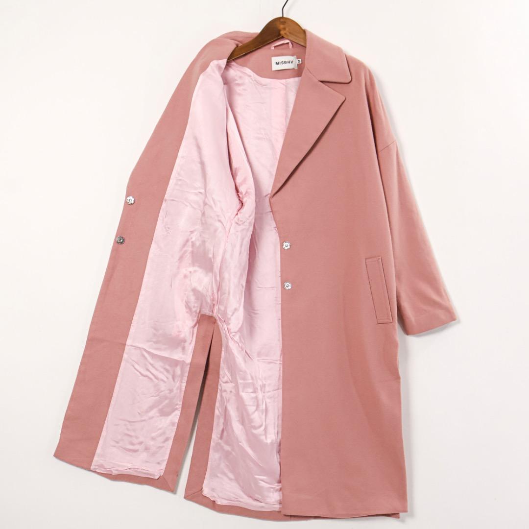 H4625-146◾️ミスビヘイブ　バックプリントチェスターコート　ウール