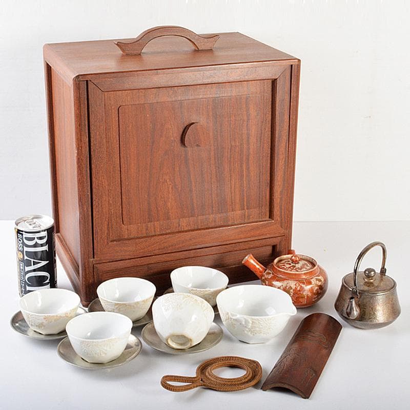 純銀製　銀瓶　湯沸し　錫半製茶托五客　九谷焼急須　煎茶器局　K　R6721B