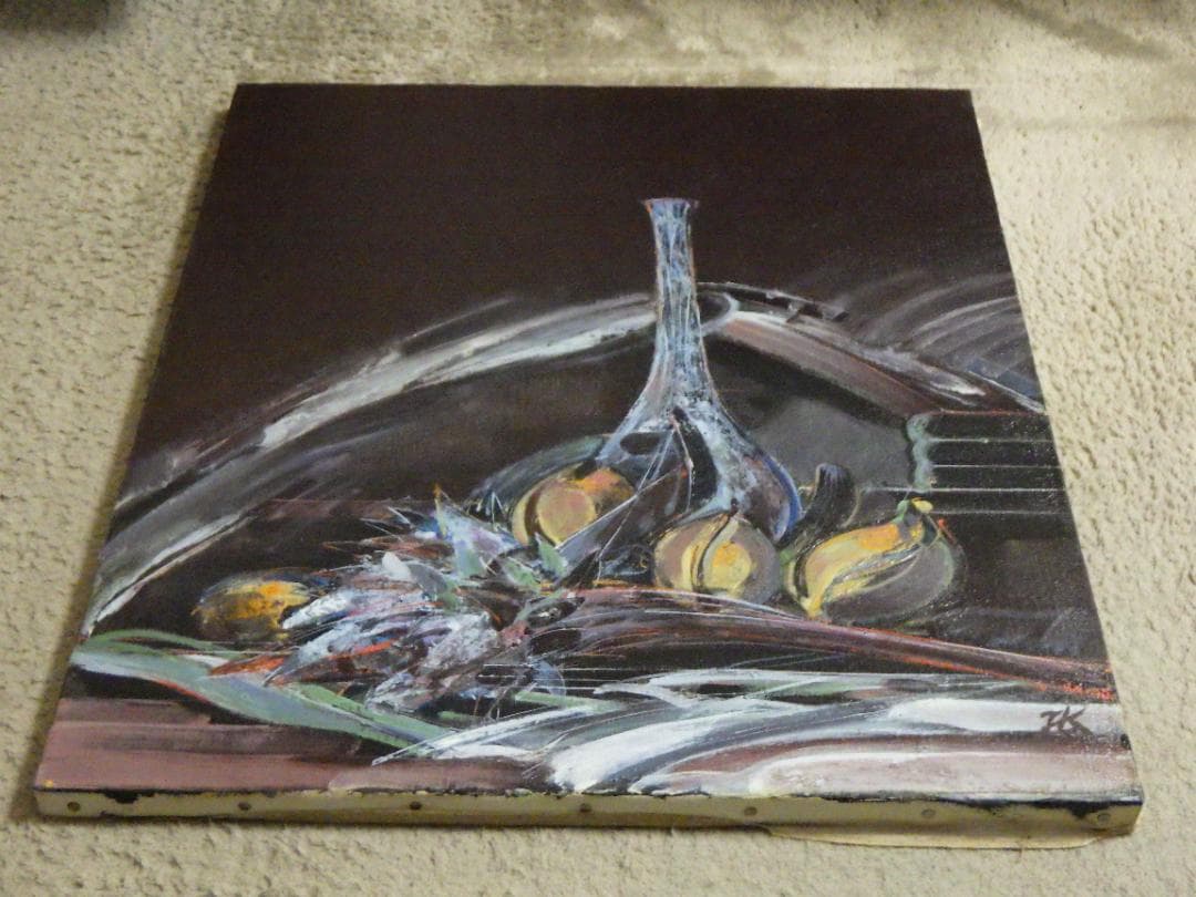 真作 大きい一点物 油彩 肉筆 奥田紘 静物 直筆サイン カード 高島屋 額装