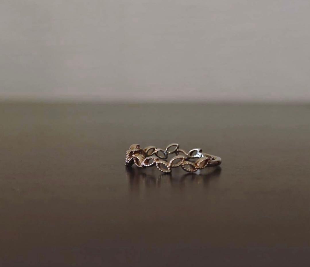 k*o様 agete K10 ダイヤモンド リーフモチーフ リング 9号