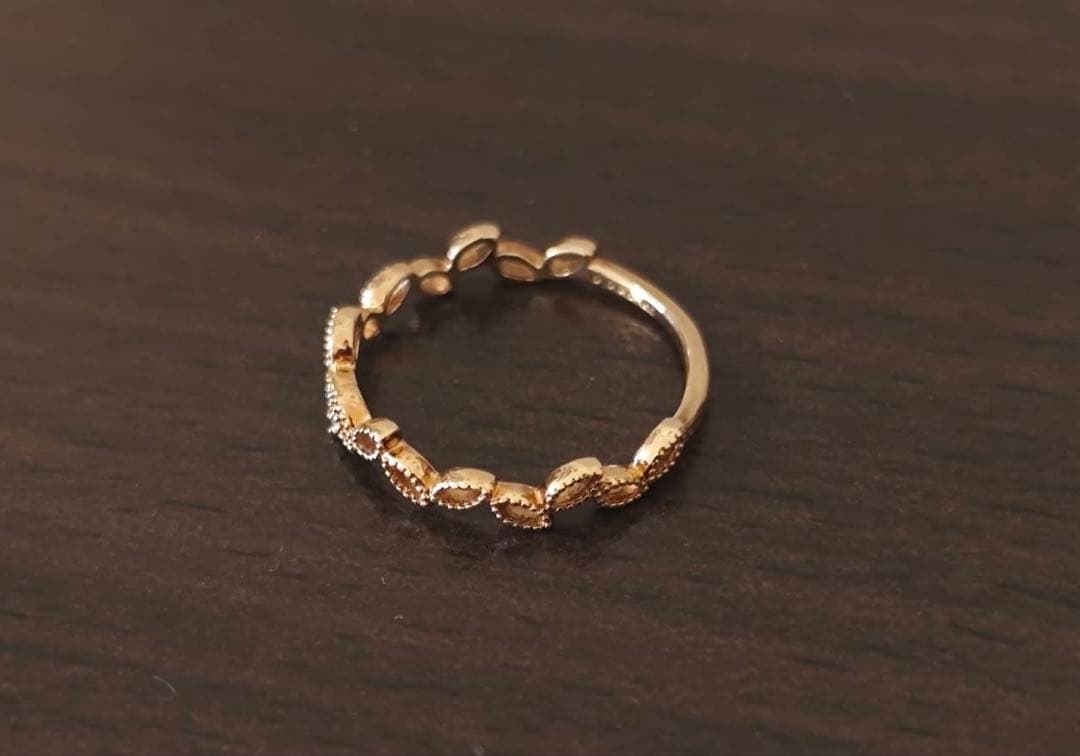 k*o様 agete K10 ダイヤモンド リーフモチーフ リング 9号