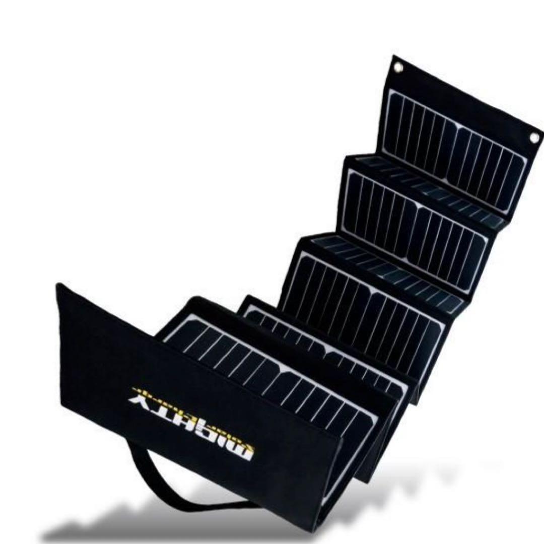 60W ソーラーチャージャー 9面折畳式 DC/USB同時充電 アウトドア 防災