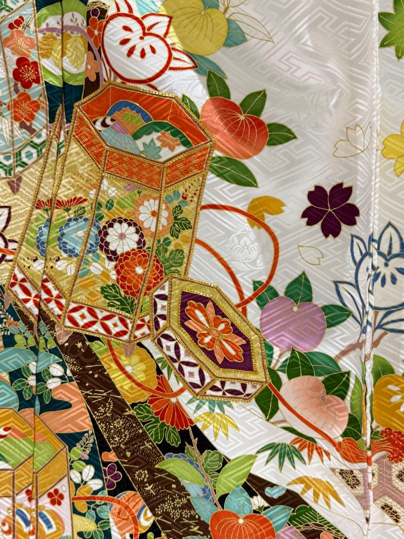 【1/26迄の出品】新品【吉澤織物】板場友禅 振袖 白地 古典 未仕立 三越取扱