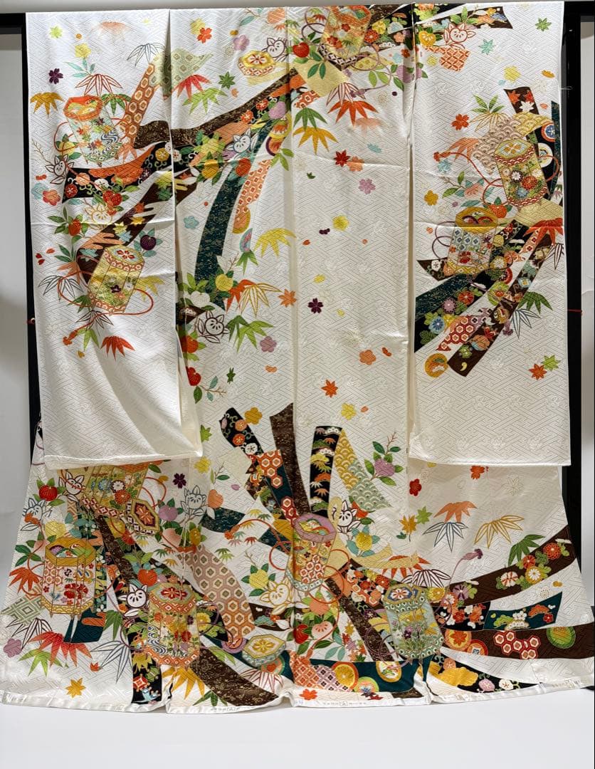 【1/26迄の出品】新品【吉澤織物】板場友禅 振袖 白地 古典 未仕立 三越取扱