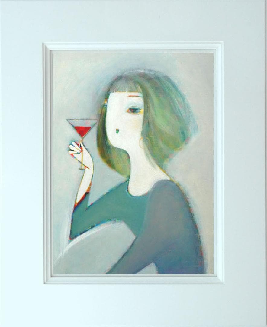 油絵 絵 絵画インテリア 額付(青緑＋金色の枠) F6-050313 人物女性像