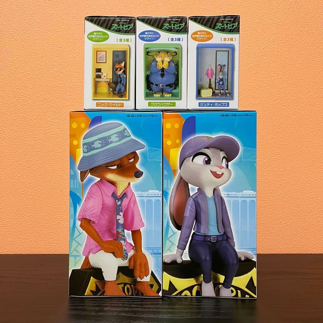 ズートピア フィギュア ディズニー　ニック　ジュディ　クロウハウザー　5点