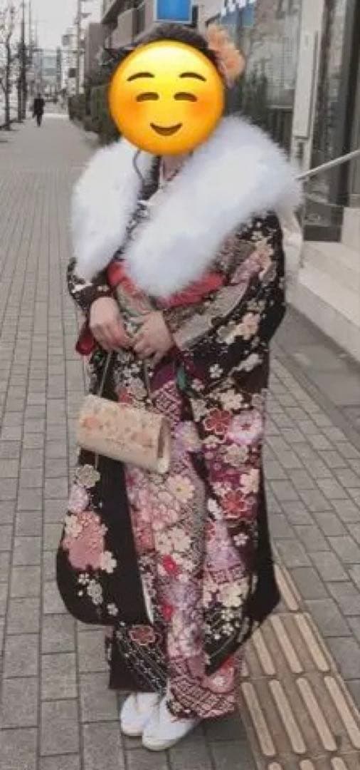 花柄の振袖フルセット(下駄・カバン付)