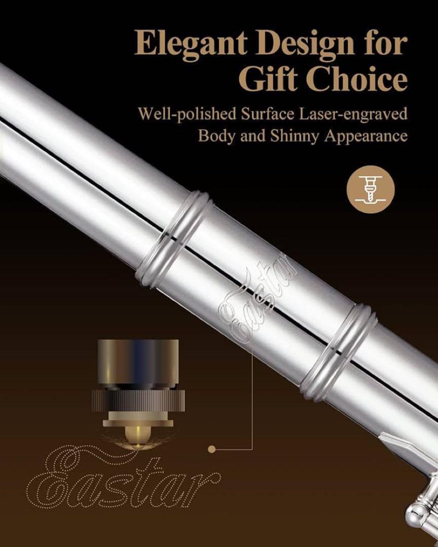 フルート 銀メッキ 16穴 リングキー Eメカ付き オフセット 専門ケース付き