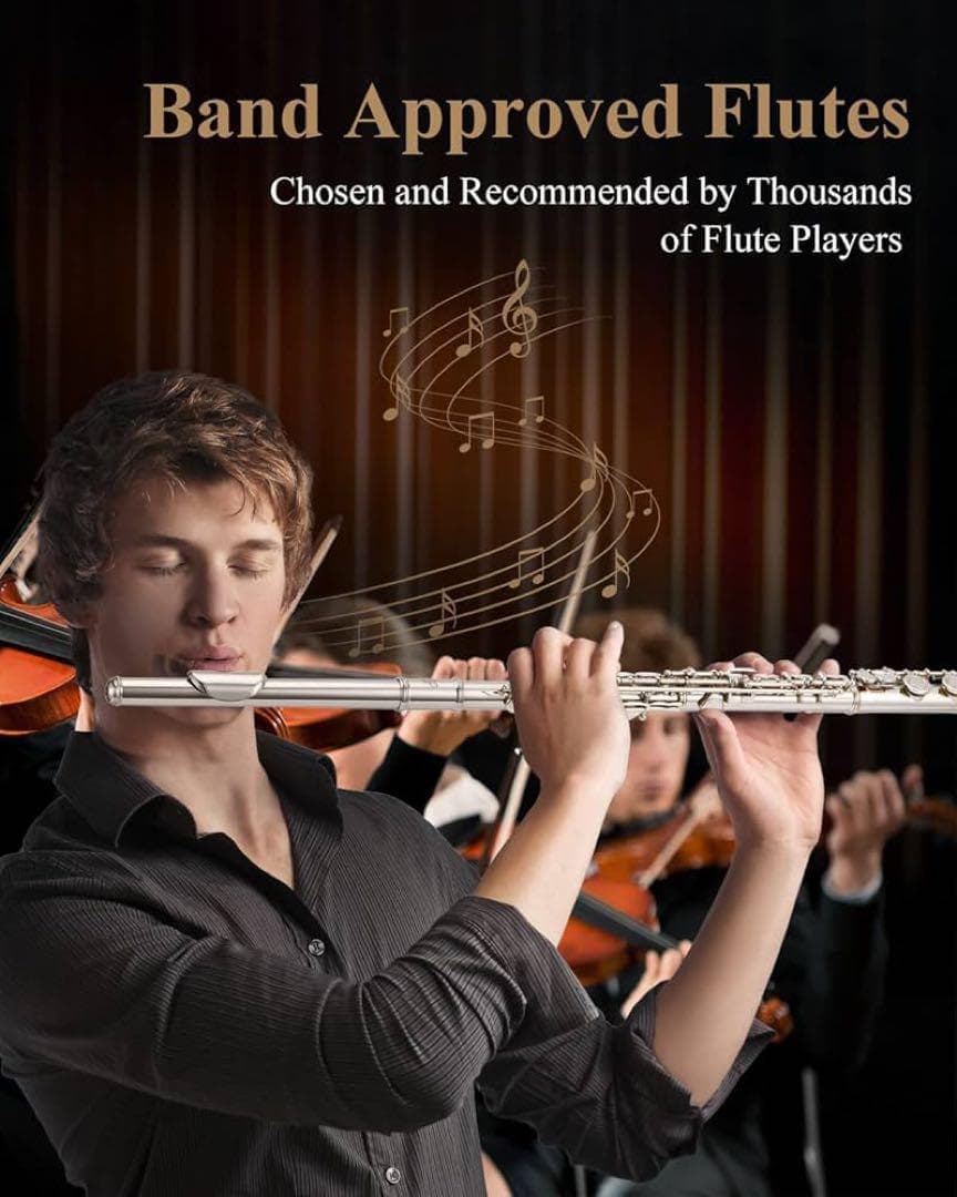 フルート 銀メッキ 16穴 リングキー Eメカ付き オフセット 専門ケース付き