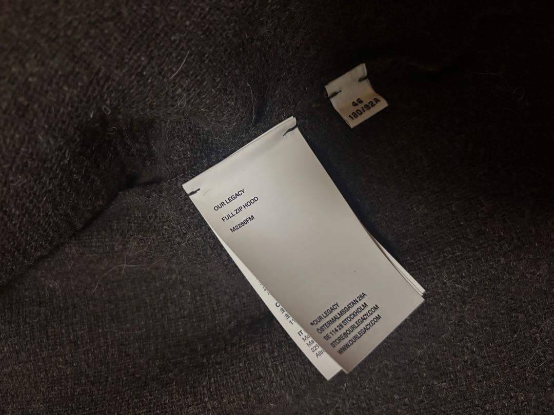 トップス OUR LEGACY FULL ZIP HOOD