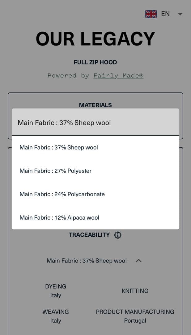 トップス OUR LEGACY FULL ZIP HOOD