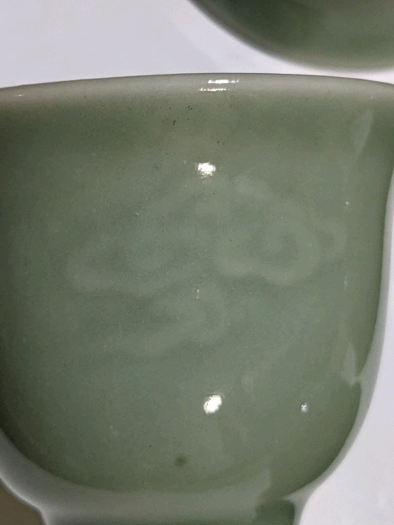 ⭐️中国古陶磁 古玩 古美術品 青磁 霊芝紋様 茶器 茶碗 景徳鎮 骨董品