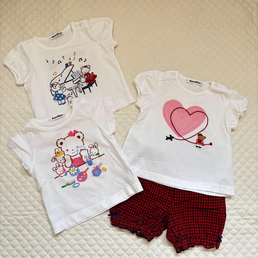 ファミリア　Tシャツ　パンツ　80cm コーデ売り　ピアノ　バレエ　ハート