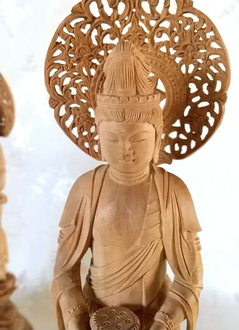 観音菩薩立像・勢至菩薩立像 3.5寸 #561#562 ◆白檀 木彫 仏像