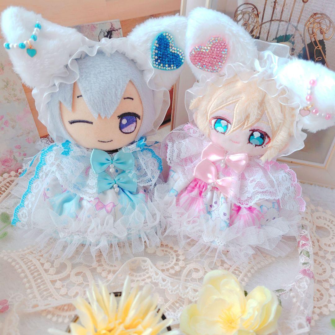 【色違いコーデ】夢かわ猫　ドレス　１２cm　ぬい服 いつぬい