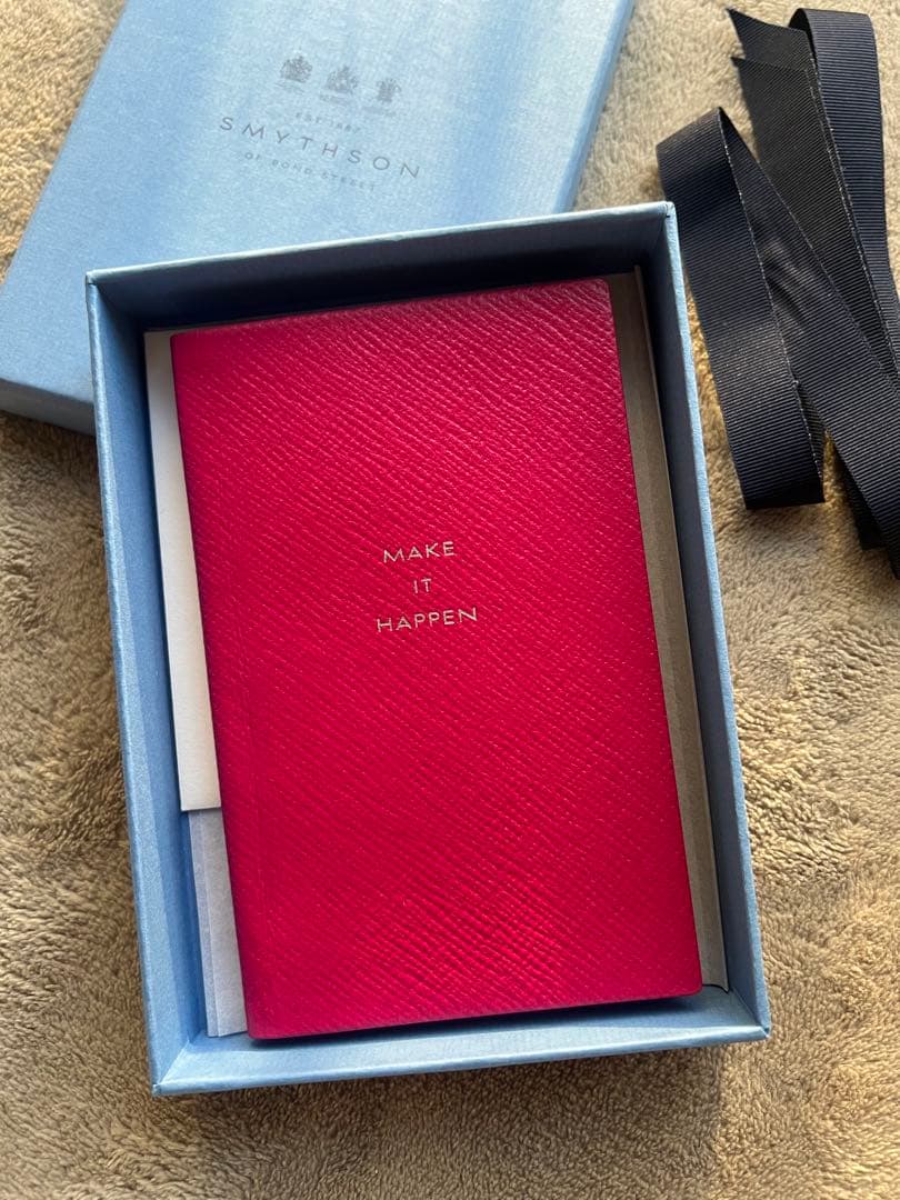 SMYTHSON パナマノート ピンク MAKE IT HAPPEN