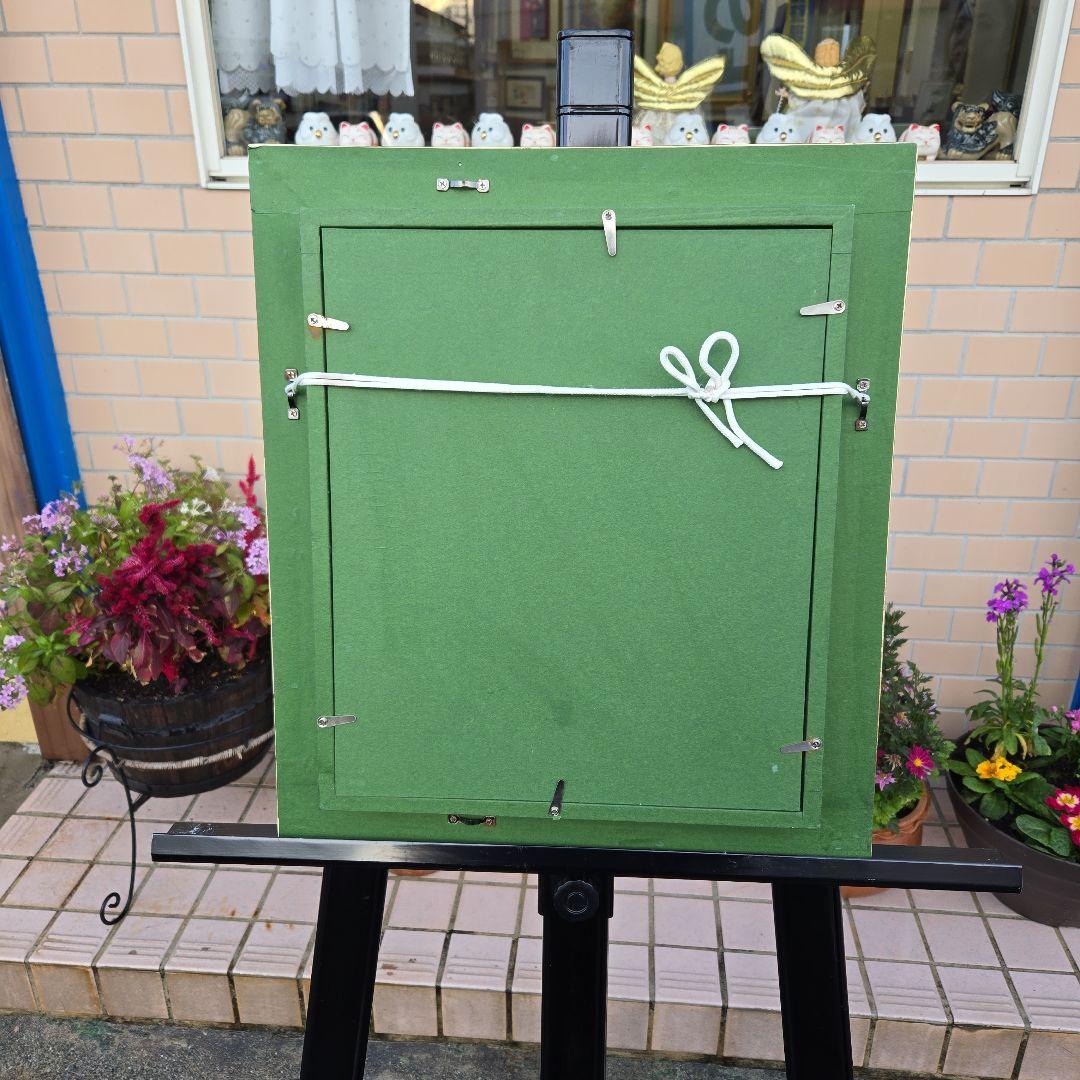 猫の油彩画 　可愛い猫　金色フレーム付き